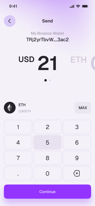 The Vault mobile transfer screen