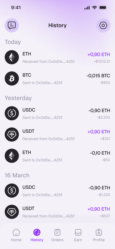 Transaction history